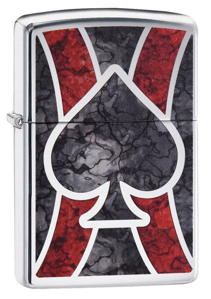 Zippo Lighter High Polish Chrome, Ace of Spades Fusion