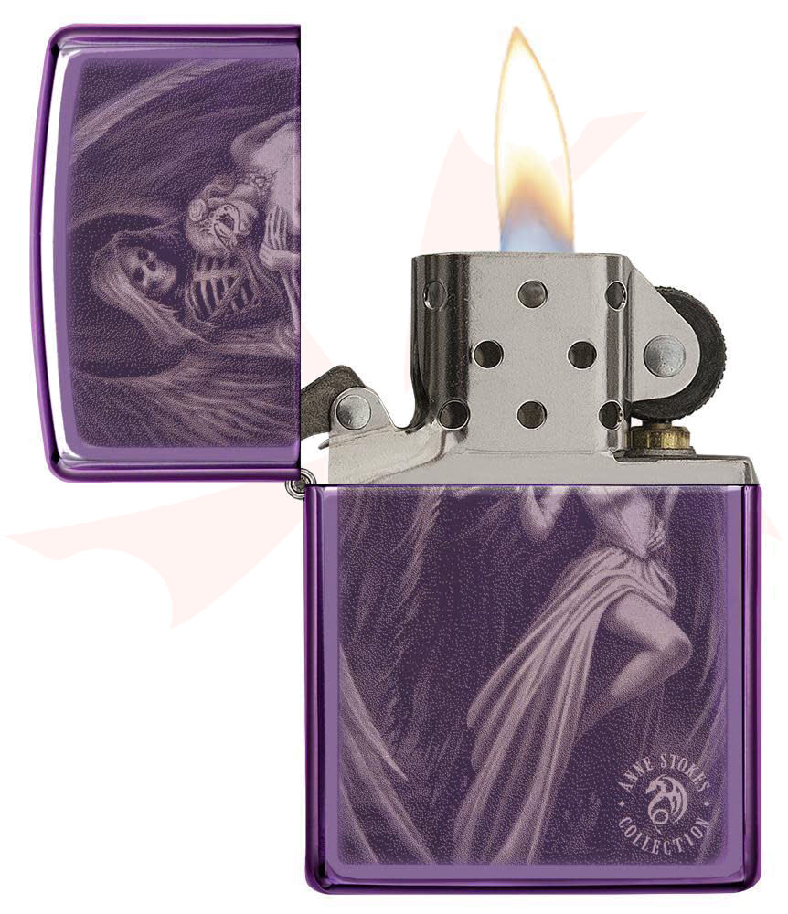 ybk❗️angel 3/4 Zippo Lighter High Polish Purple, Anne Stokes Collection