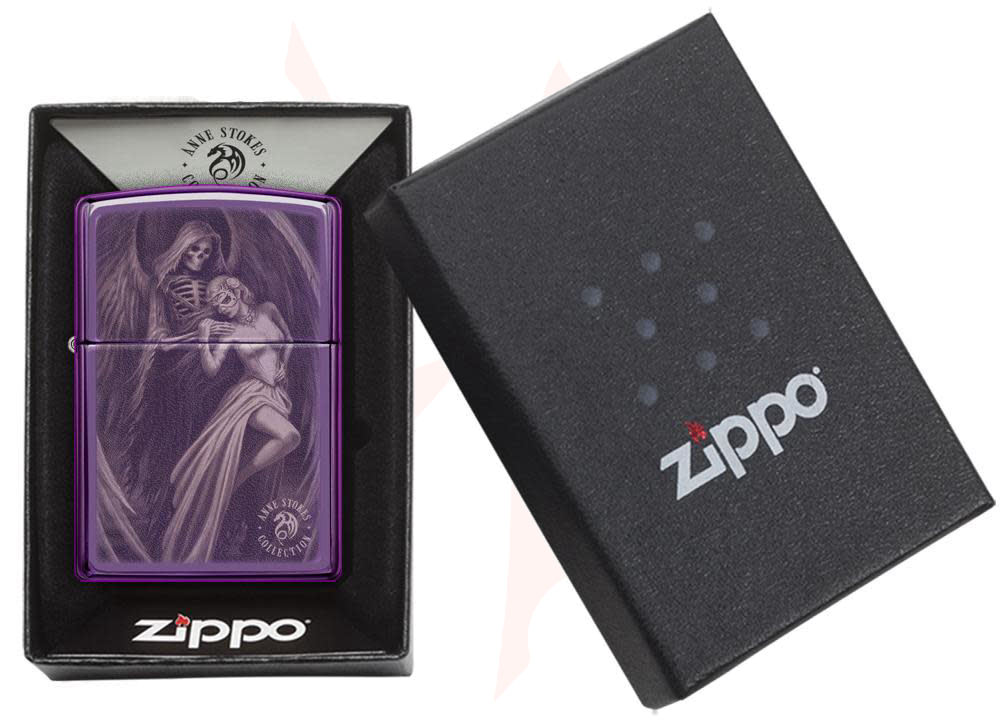 Zippo Lighter High Polish Purple, Anne Stokes Collection
