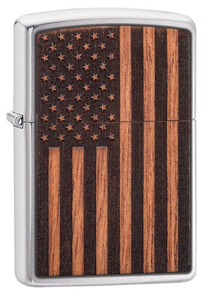 Zippo Lighter Woodchuck USA, Brushed Chrome, Mahogany American