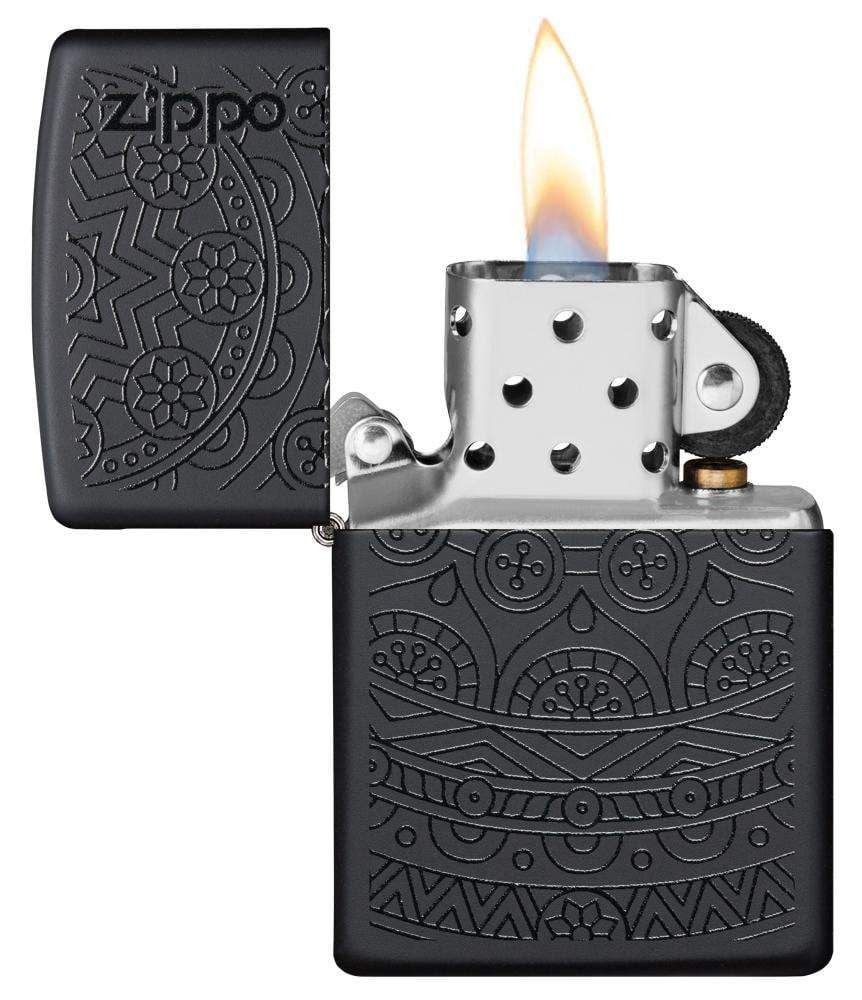 Zippo Lighter Black Matte, Tone on Tone Filigree - KnifeCenter - 29989