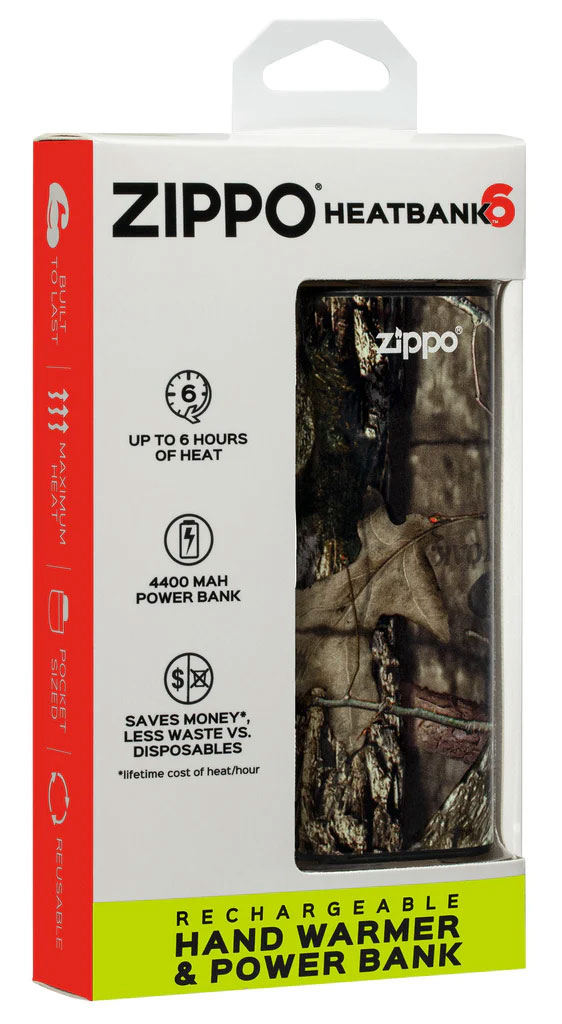 Zippo HeatBank 6 Rechargeable Hand Warmer, Mossy Oak BreakUp Country
