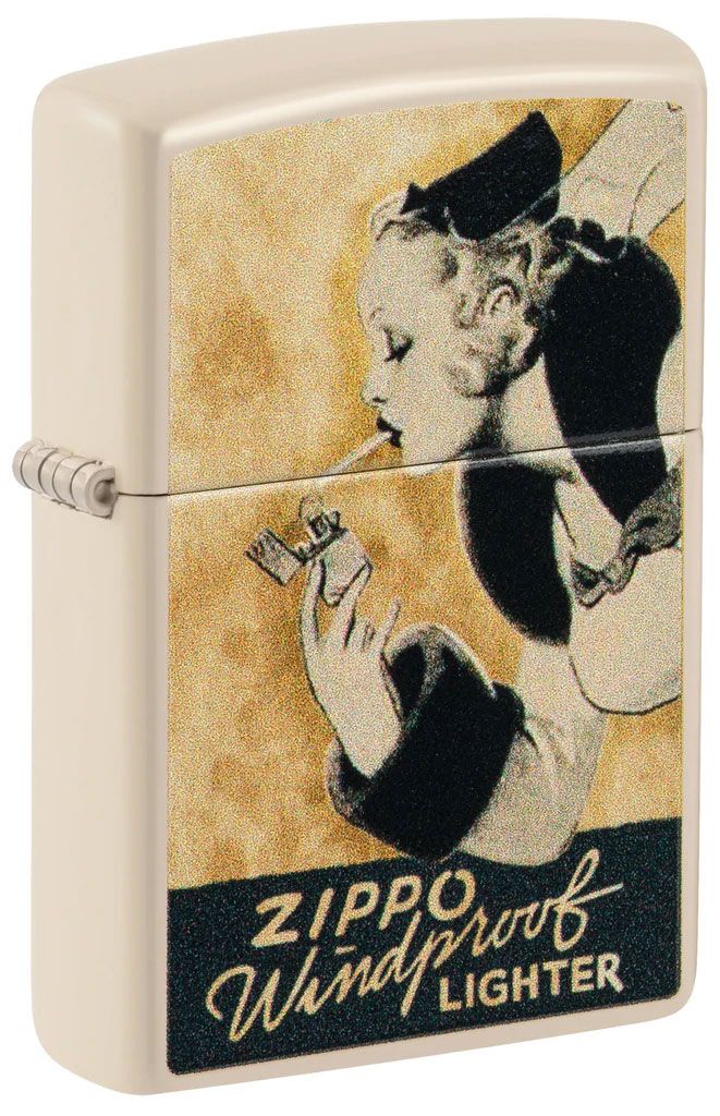 Zippo Lighter Flat Sand, Zippo Windy Girl Design