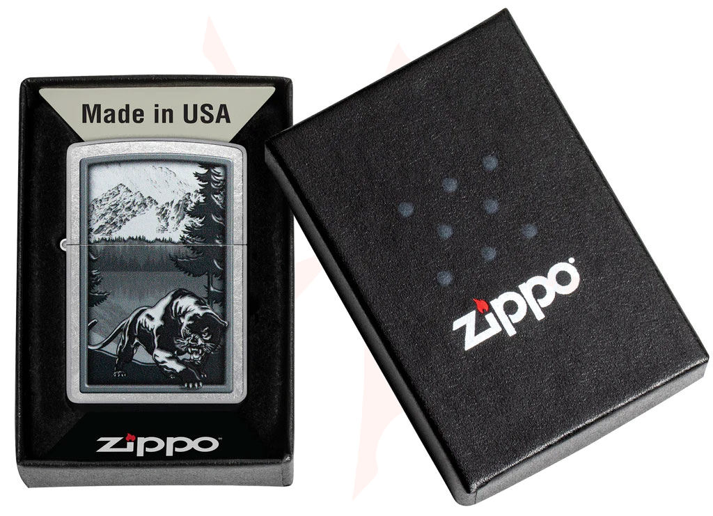 Zippo Lighter Street Chrome, Mountain Lion - KnifeCenter - 48381