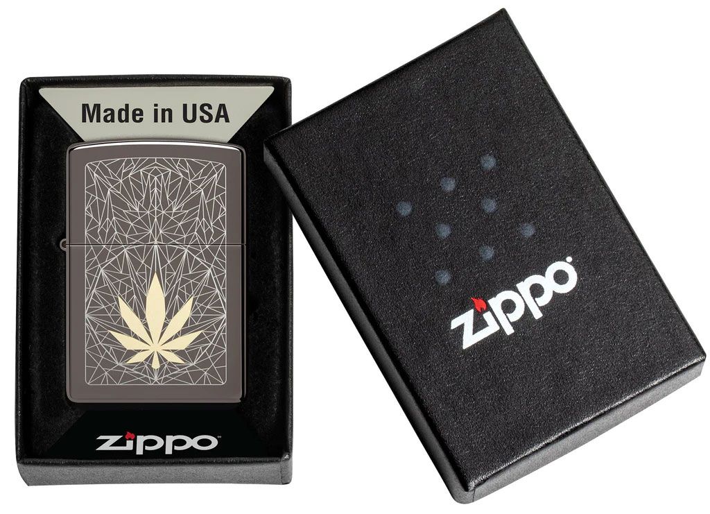 Zippo Lighter Black Ice, Symmetric Cannabis Design