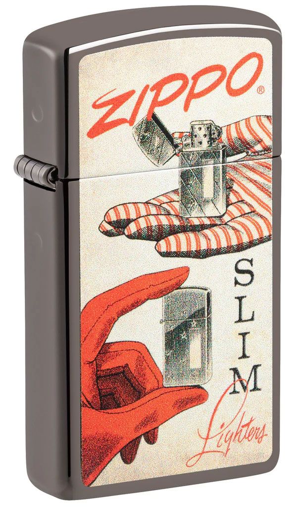 Zippo Lighter Black Ice Slim, Vintage - KnifeCenter - 48396