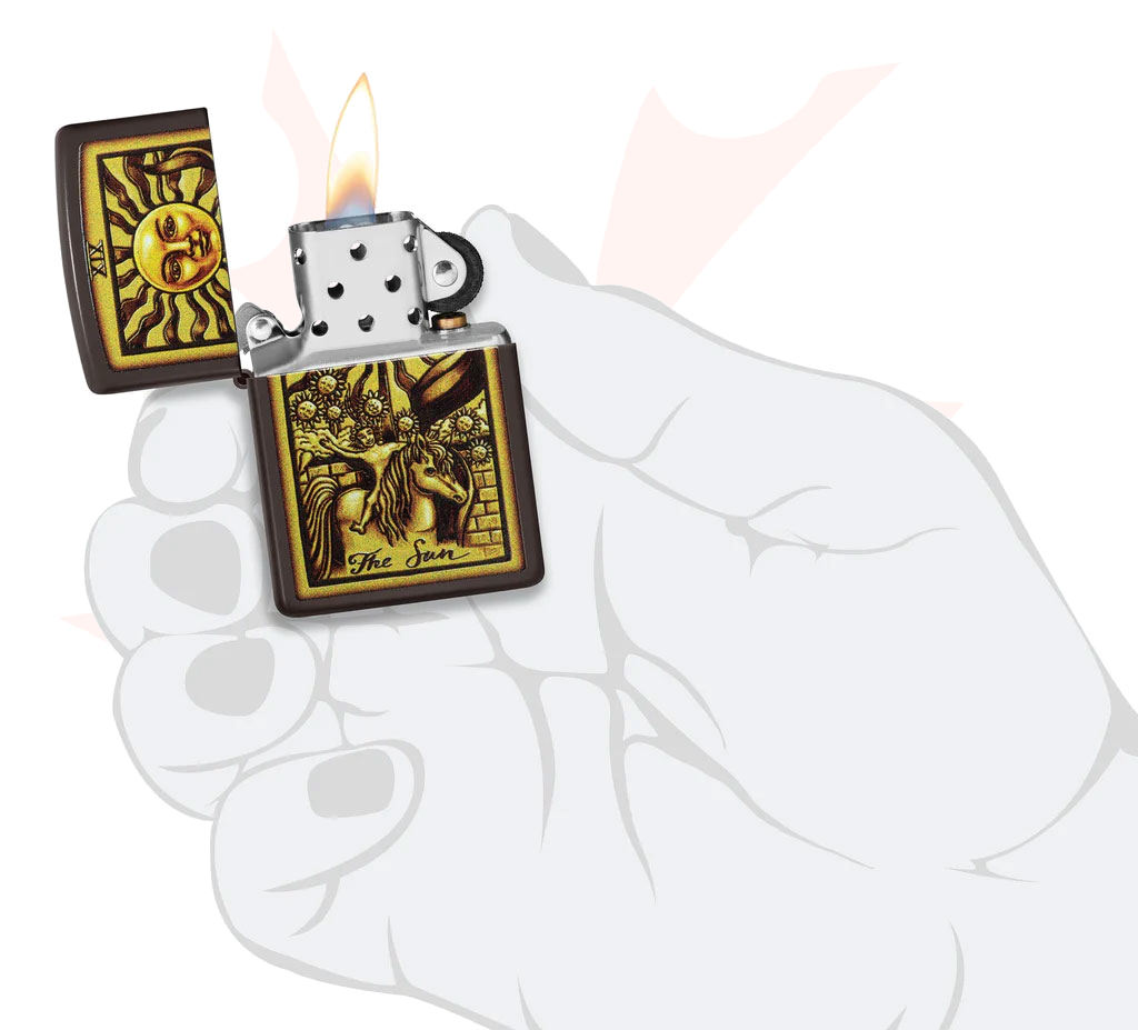 Zippo Lighter Brown, The Sun Tarot Card KnifeCenter 48452