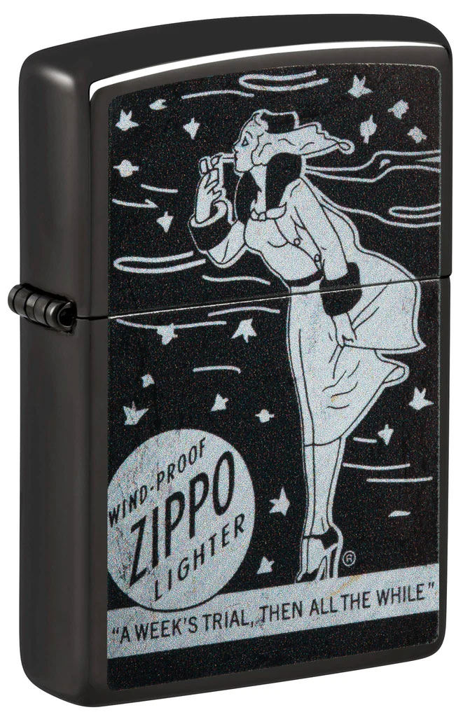 Zippo Lighter High Polish Black, Windy Zippo - KnifeCenter - 48456