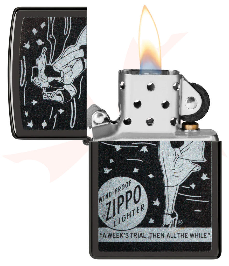 Zippo Lighter High Polish Black, Windy Zippo - KnifeCenter - 48456