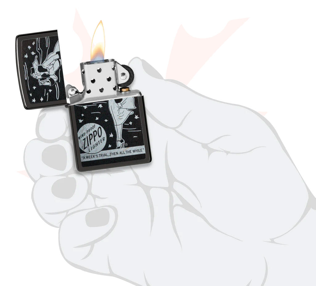 Zippo Lighter High Polish Black, Windy Zippo - KnifeCenter - 48456