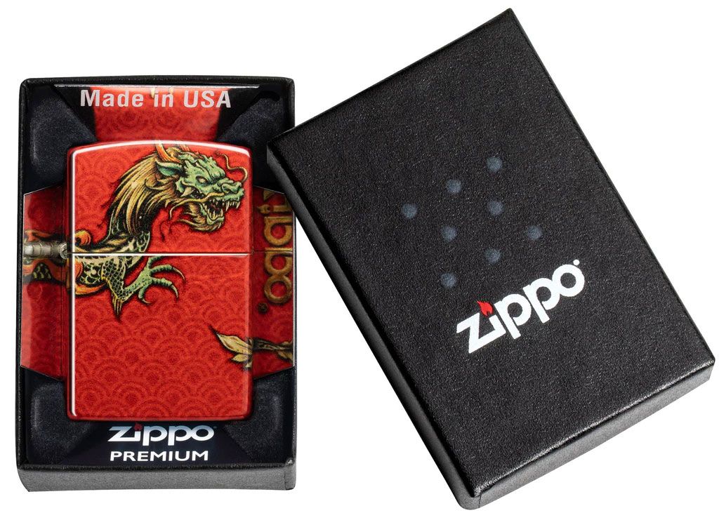Zippo Lighter 540 Fusion Tumbled Brass, Zippo Dragon Design 