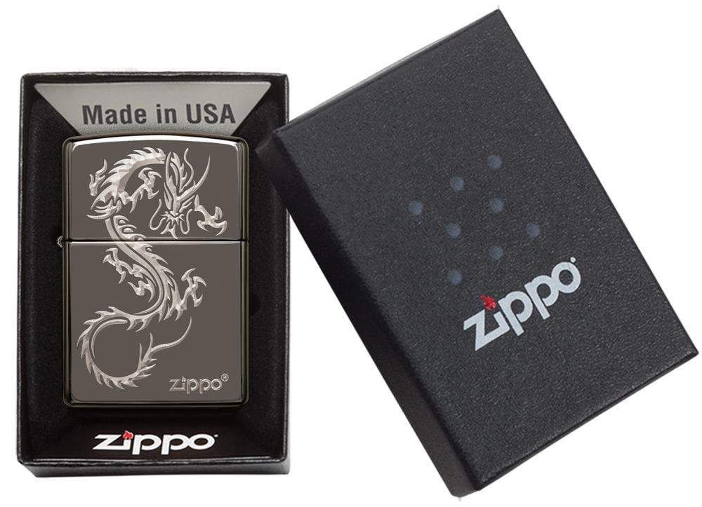 Zippo Lighter Black Ice, Chinese Dragon