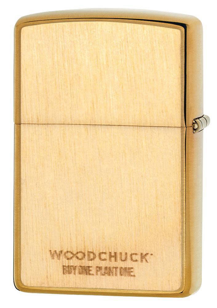 Zippo Lighter Woodchuck USA, Brushed Brass, Birch - KnifeCenter
