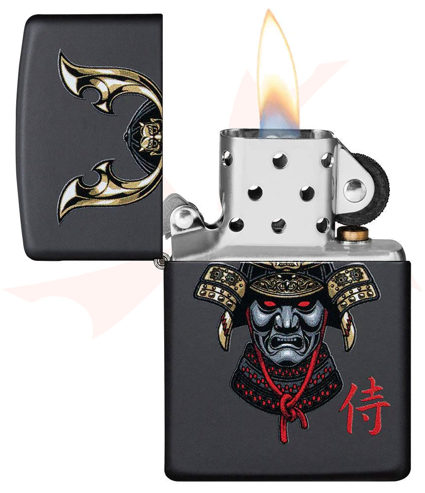 Zippo Lighter Black Matte, Samurai Kabuto - KnifeCenter - 49259