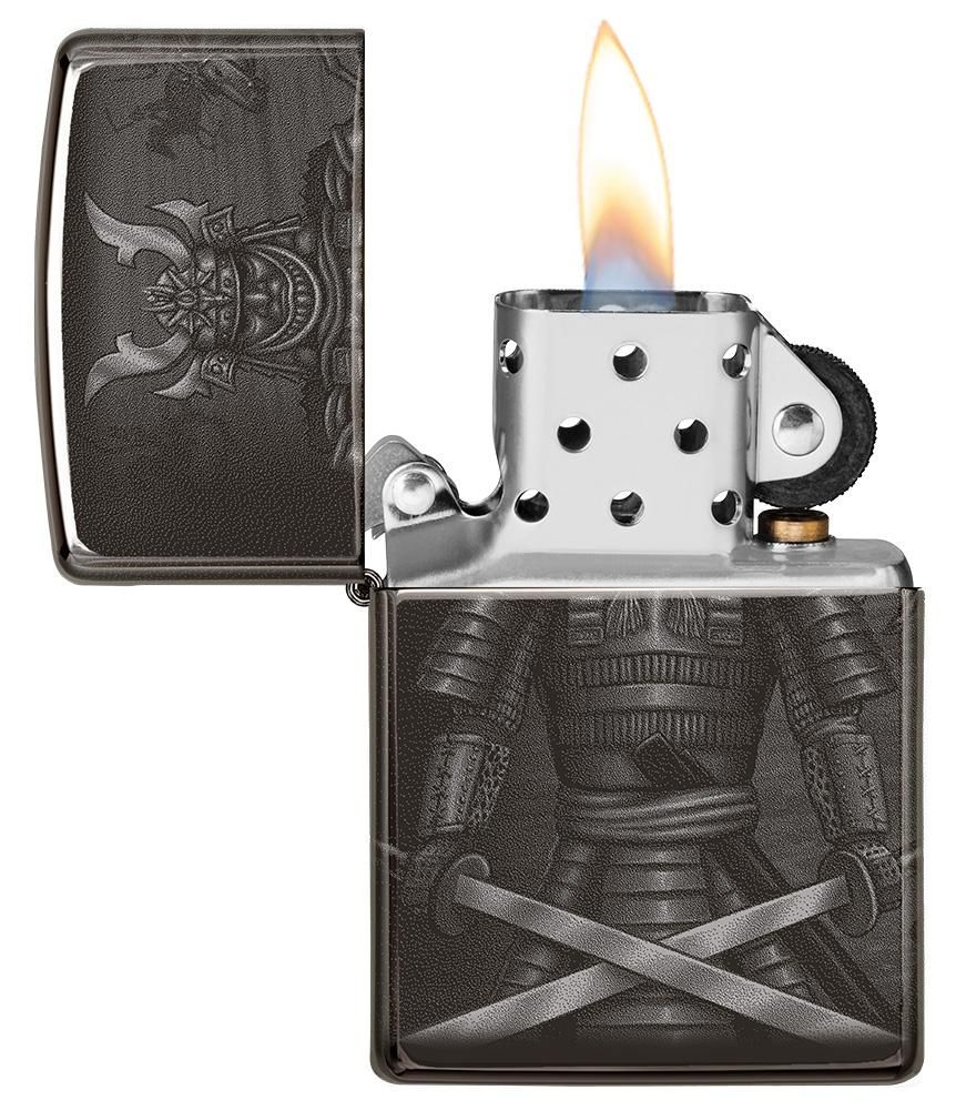 Zippo Lighter High Polish Black, Photo 360, Samurai Battle 