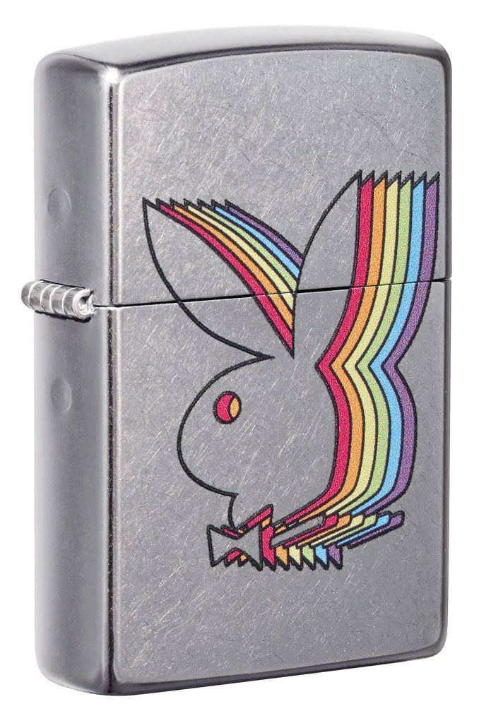 Zippo Lighter Street Chrome, Playboy Rainbow Logos