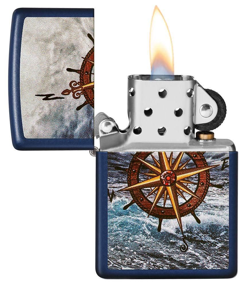 Zippo Lighter Navy Matte, Ocean Compass