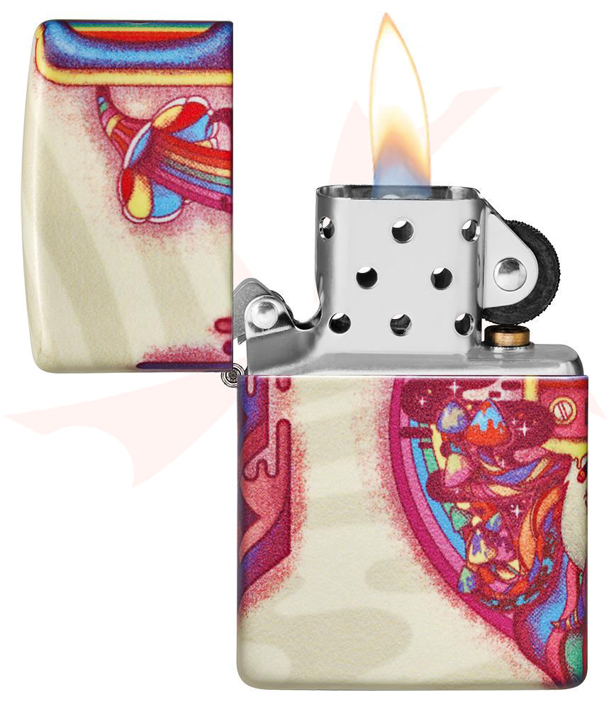Zippo Lighter White Matte, 540 Color, Trippy Gentleman