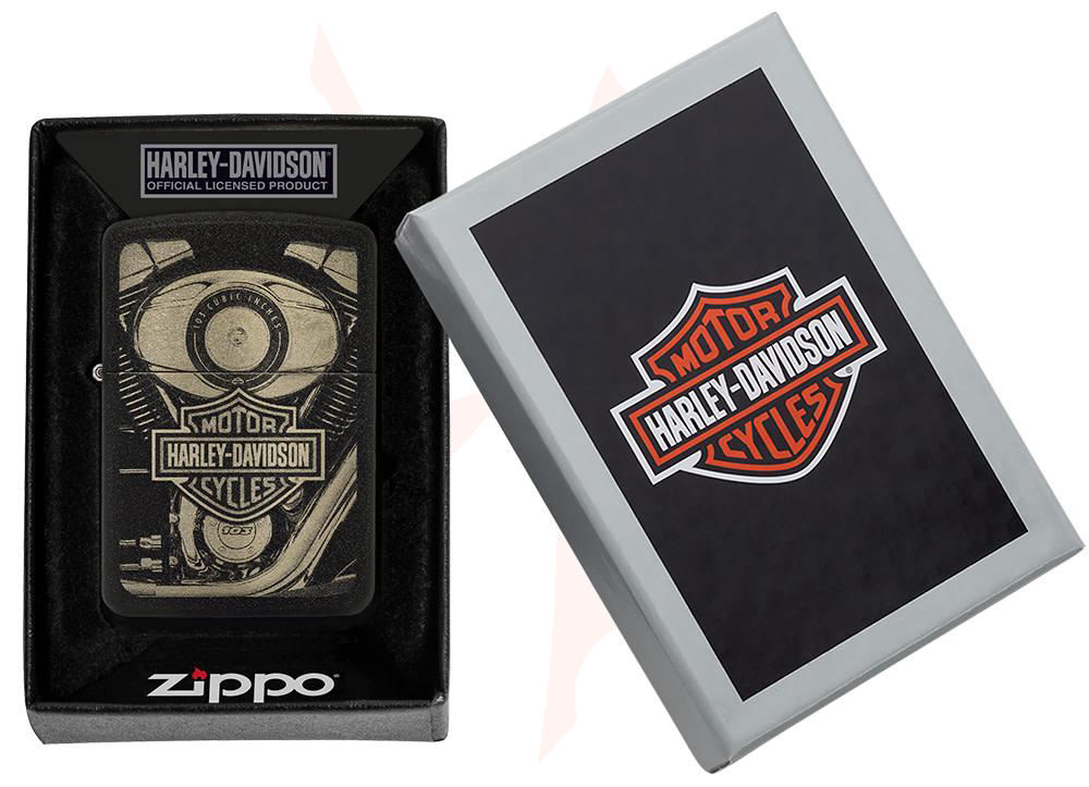 Zippo Lighter Harley-Davidson Black Crackle 1941 Replica