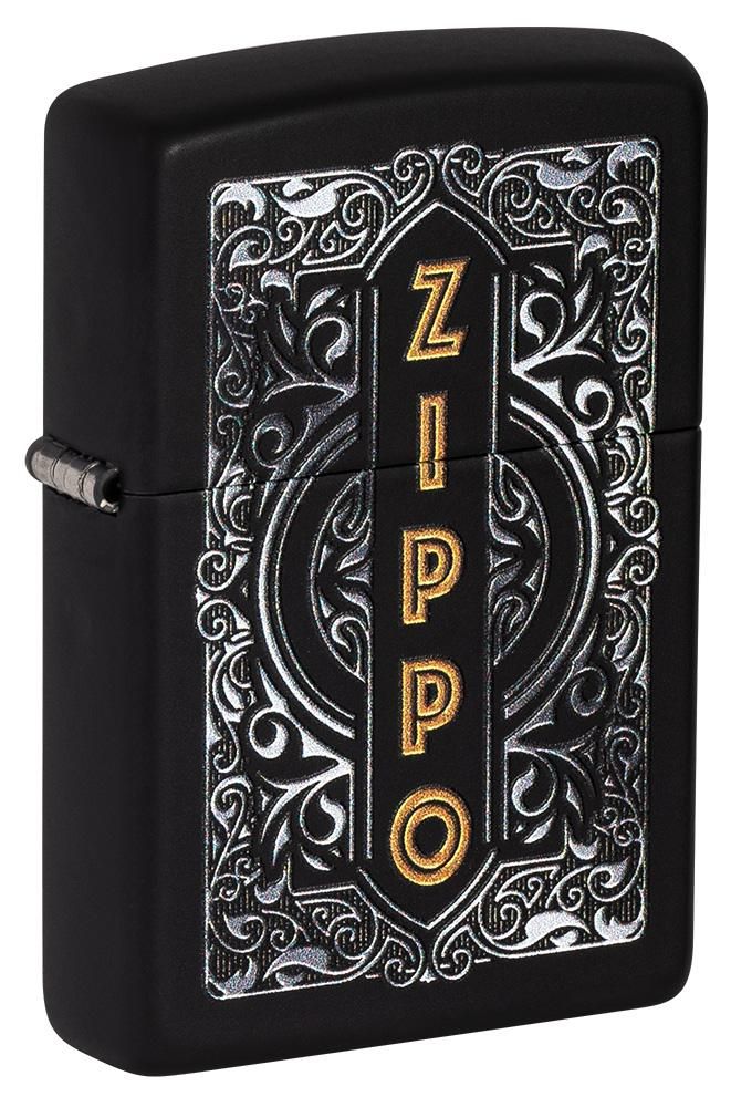 Zippo Lighter Black Matte, Zippo Filigree Design - KnifeCenter - 49535