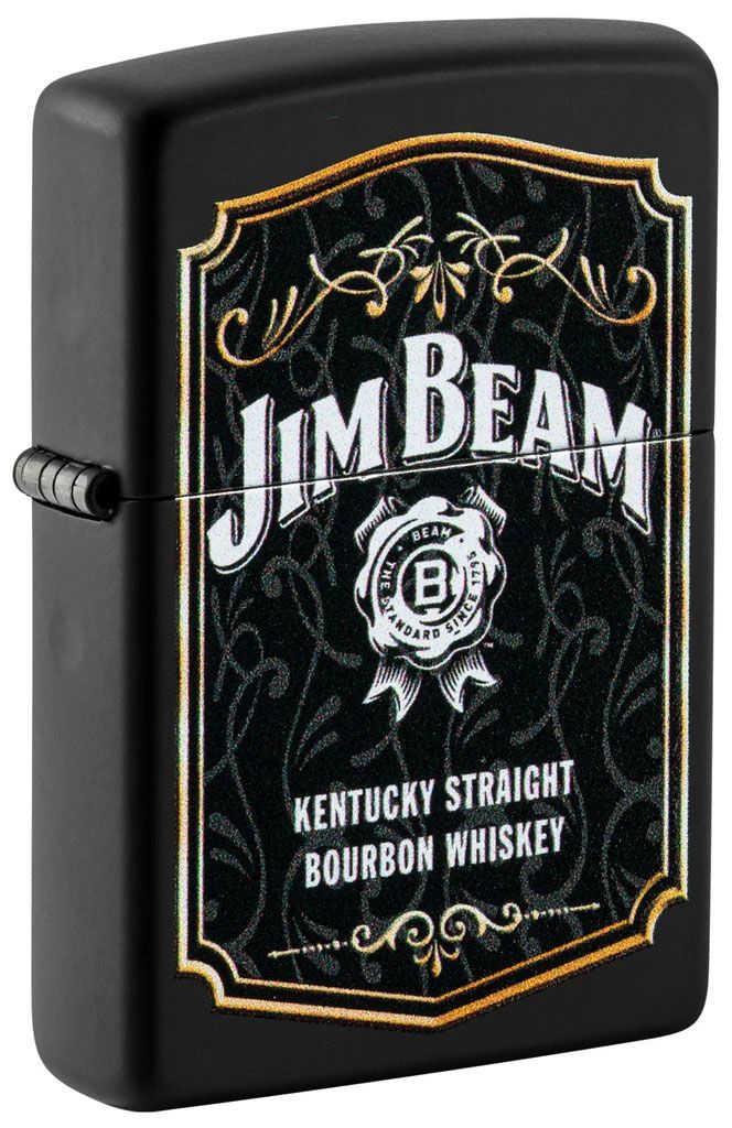 Zippo Lighter Black Matte, Jim Beam Label - KnifeCenter - 49544