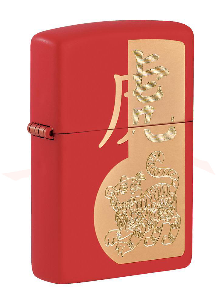 Zippo Lighter Matte Red, Year of the Tiger Zodiac Collection