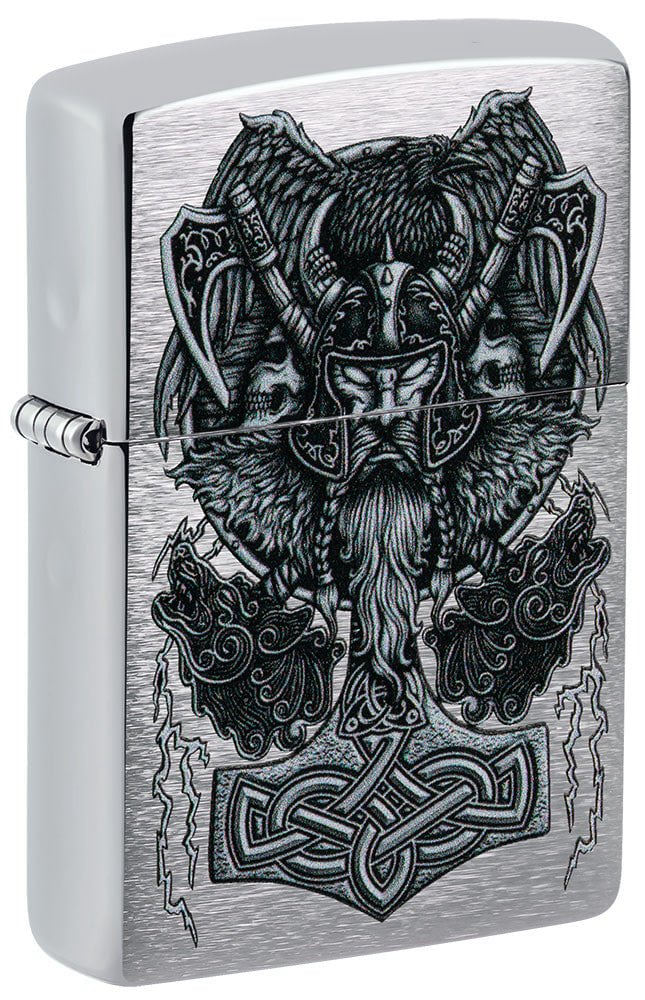 Zippo Lighter Brushed Chrome, Viking Spirit - KnifeCenter - 49777