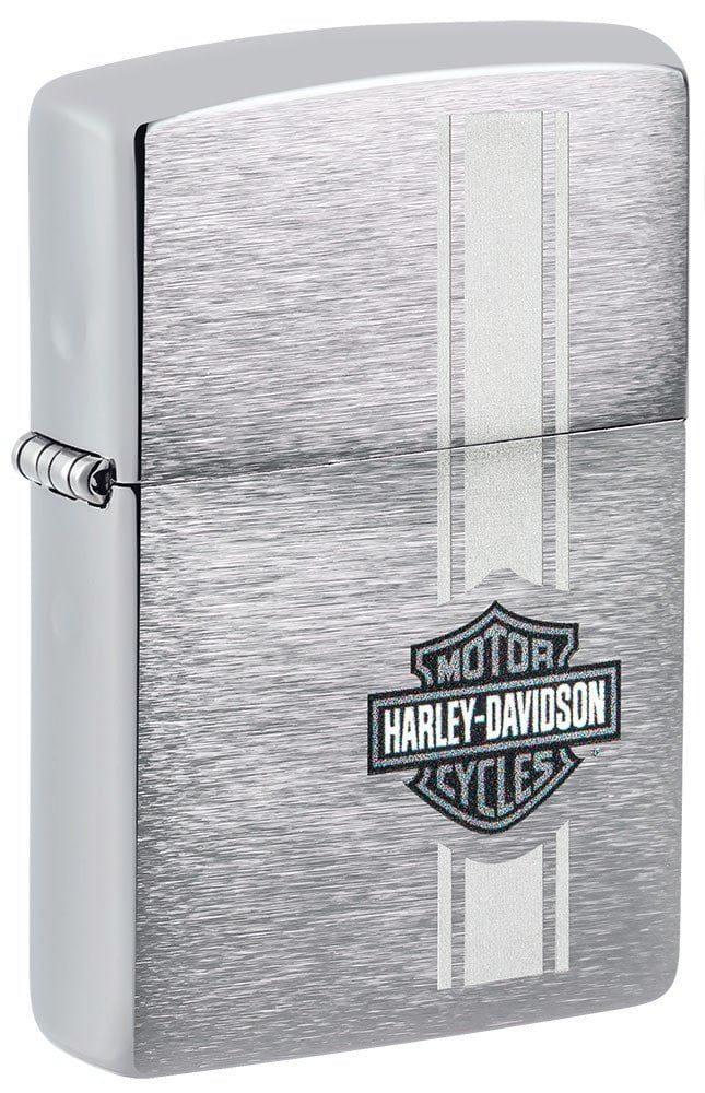 Zippo Lighter Harley-Davidson Brushed Chrome, Lustre Etch Bar and Shield  Logo