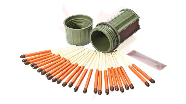 UCO Stormproof Match Container with 25 Matches, 3 Strikers, Dark Green Case