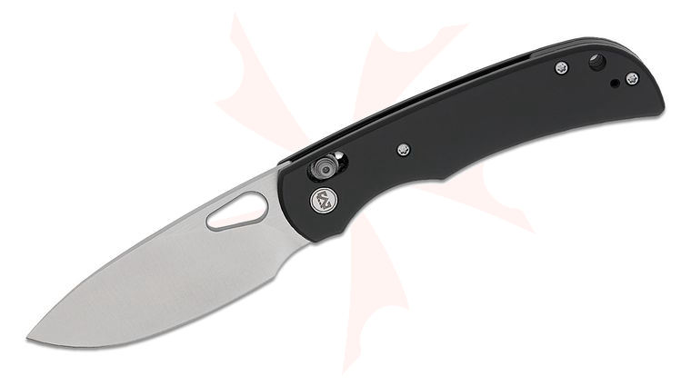 M Miguron Knives Moyarl Crossbar Lock Folding Knife 3.25 inch 14C28N Satin Drop Point Blade, Black PVD Titanium Handles