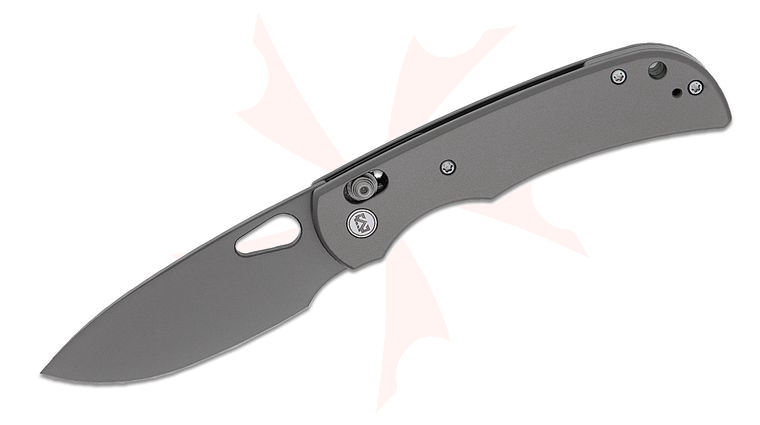 M Miguron Knives Moyarl Crossbar Lock Folding Knife 3.25 inch 14C28N Dark Gray PVD Drop Point Blade, Dark Gray Titanium Handles