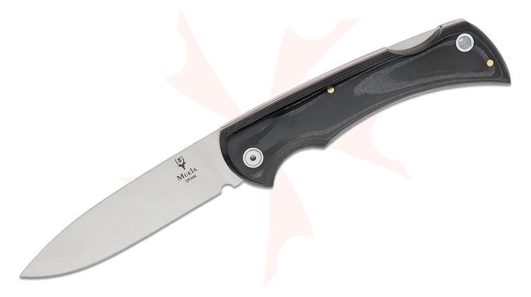 Muela BX-9M Folding Knife 3.66 inch 1.4116 Satin Drop Point Blade, Smooth Black Micarta Handles