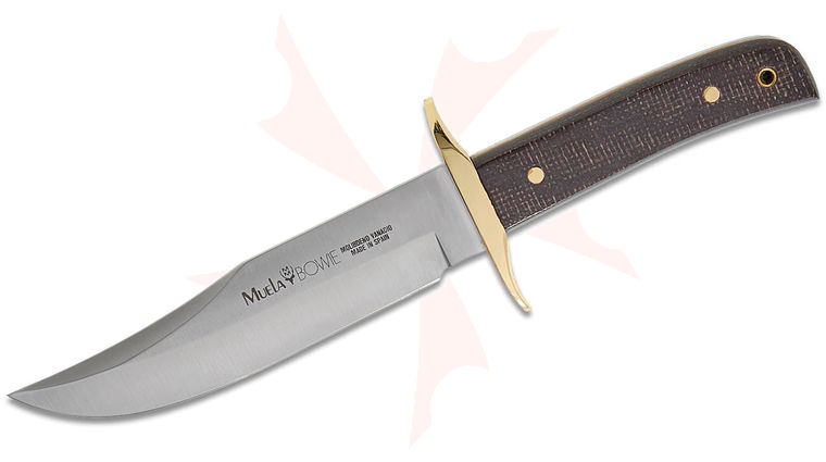 Muela BW-Classic-16M Fixed Blade Knife 6.22 inch X50CrMoV15 Satin Bowie Blade, Brown Jute Micarta Handles, Leather Sheath