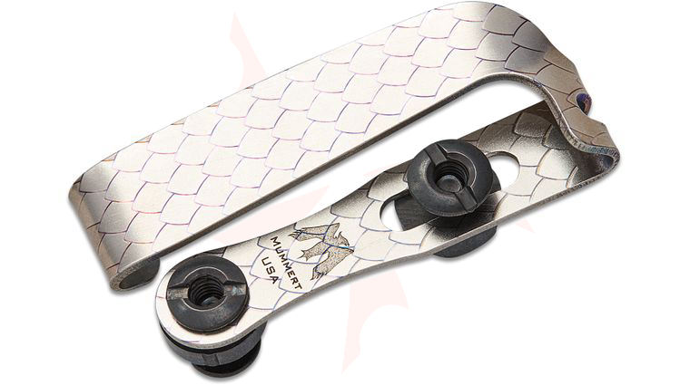 Mummert Knives Custom Slotted Titanium Clip Reverse V2 with Mounting Hardware, Armor Scale