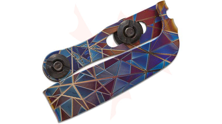 Mummert Knives Custom Slotted Titanium Clip V2 with Mounting Hardware, Dark Shatter