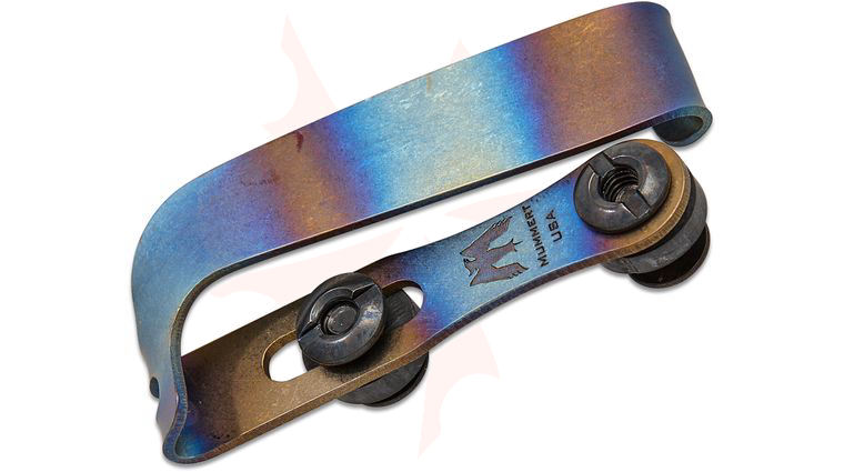Mummert Knives Custom Slotted Titanium Clip V2 with Mounting Hardware, Flamed