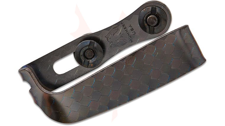 Mummert Knives Custom Slotted Titanium Clip Reverse V2 with Mounting Hardware, Mamba Finish