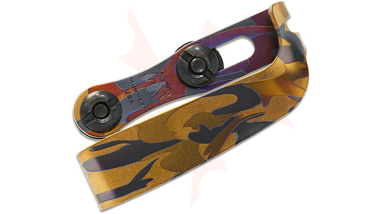 Mummert Knives Custom Slotted Titanium Clip V2 with Mounting Hardware, Midnight Camo