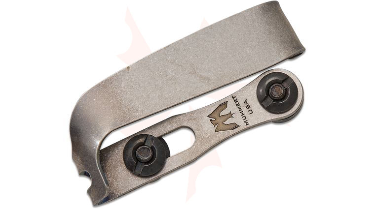 Mummert Knives Custom Slotted Titanium Clip V2 with Mounting Hardware, Tumbled