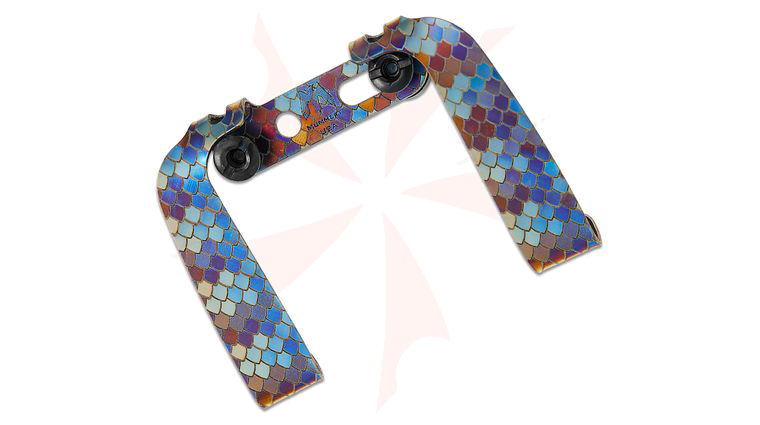 Mummert Knives Custom Titanium Double Clip with Mounting Hardware, Dragon Scale