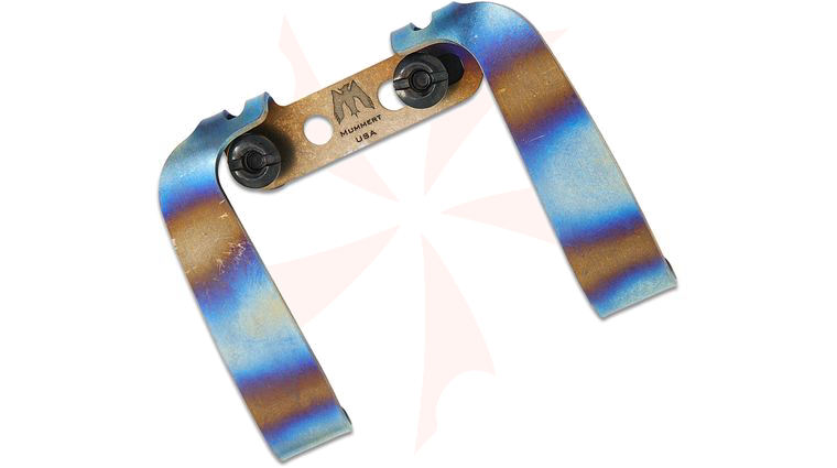 Mummert Knives Custom Titanium Double Clip with Mounting Hardware, Flame Anodized
