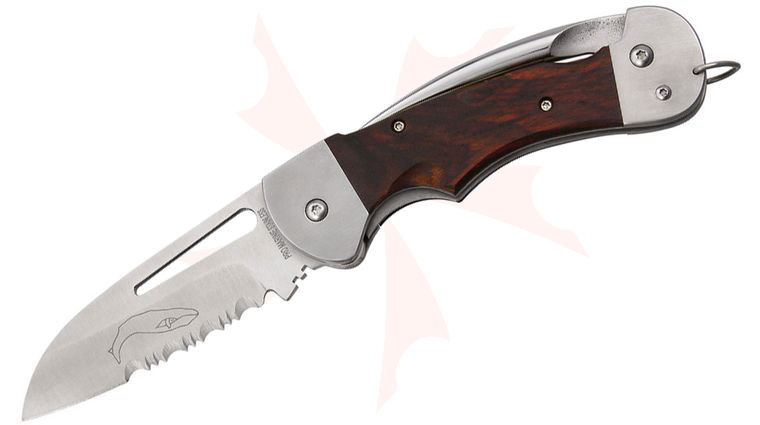 Myerchin BW300P Generation 2 Captain Pro Folder 2.8 inch Combo Blade, Bubinga Wood Handles