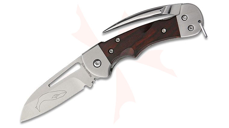 Myerchin WF377 Generation 2 Crew Rigging Knife 2.5 inch Sheepsfoot Blade, Marine Tested Wood Handles