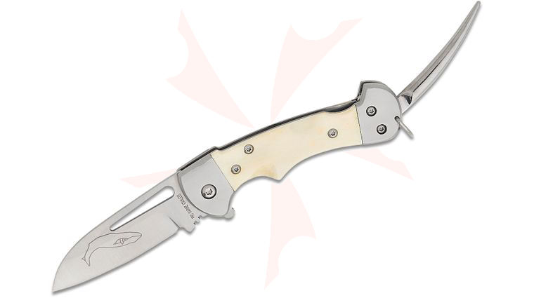 Myerchin AF377 Generation 2 Crew Rigging Knife 2.5 inch Sheepsfoot Blade, White Bone Handles