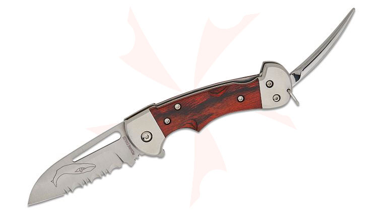 Myerchin WF377P Generation 2 Crew Pro Rigging Knife 2.5 inch Combo Sheepsfoot Blade, Marine Tested Wood Handles
