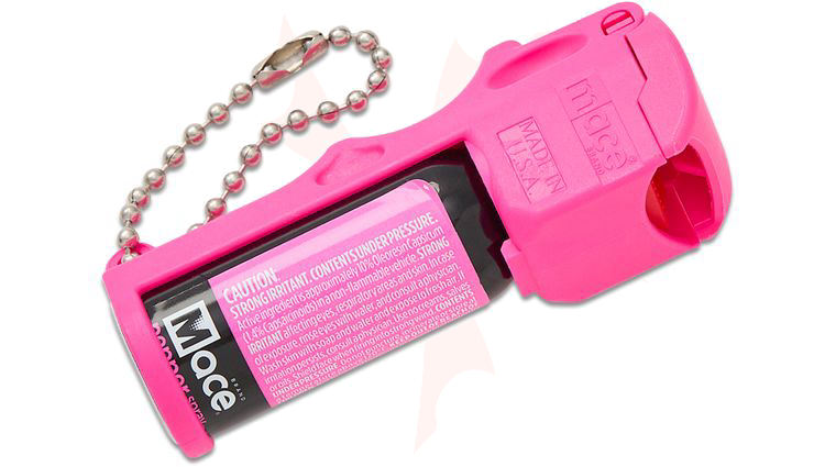Mace Pocket Model Pepper Spray, OC Pepper Spray with UV Dye, Pink, Keychain