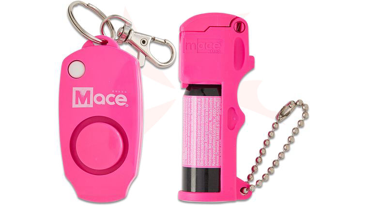 Mace Pocket Model Pepper Spray/Alarm Combo, OC Pepper Spray with UV Dye, Pink, Keychain