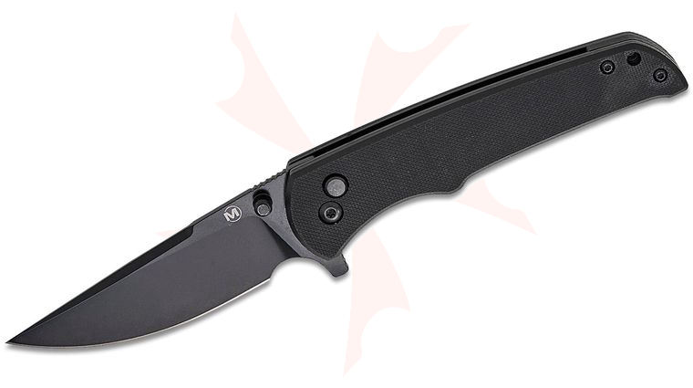Boker Magnum Blackjay Button Lock Flipper Knife 3.54 inch 440A Black Clip Point Blade, Black G10 Handles