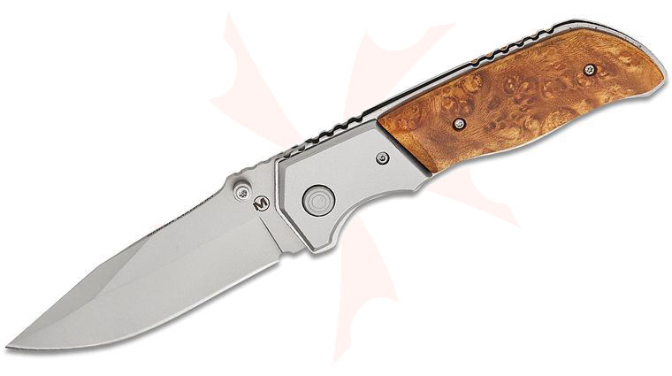 Boker Magnum Forest Ranger Folding Knife 3.82 inch Stainless Steel Clip Point Blade, Root Wood and Steel Handles