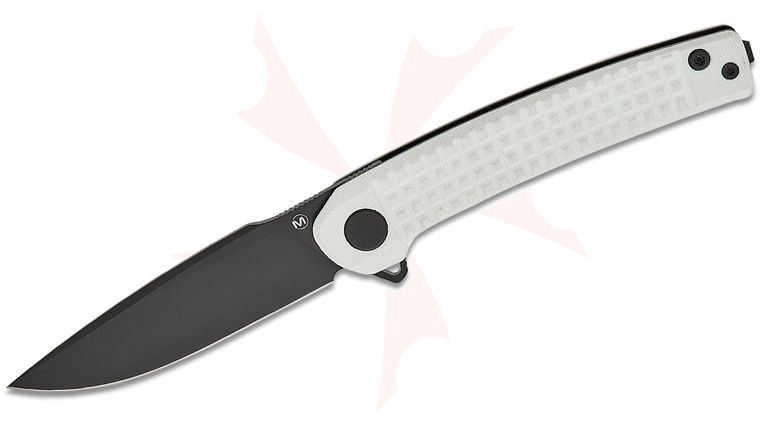 Boker Magnum Empery Flipper Knife 3.19 inch 440 Black Drop Point Blade, White G10 Handles